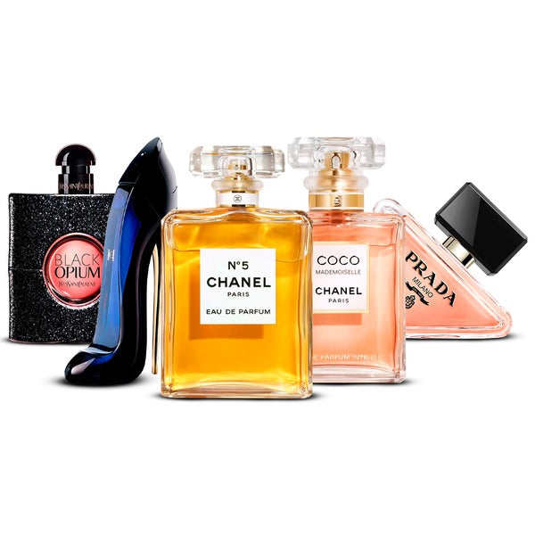 Kombination aus 5 Damenparfüms – Black Opium, Good Girl, Chanel N°5, Coco Mademoiselle and Prada Paradoxe [100 ml each]